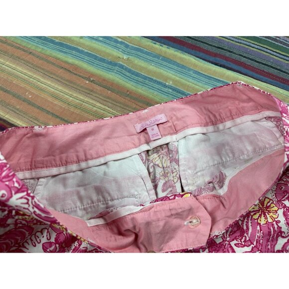 Lilly Pulitzer Womens Whitney Resort Pink Chum Bucket Roll Up Pants Size 10 - Picture 4 of 9